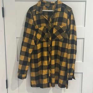 Tall girls! Long Tall Sally flannel, size 10 yellow/black Buffalo plaid.